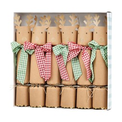 Crackers 6 Raindeer Gingham Crackers £14.99