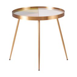 Homesense - Gold Round Side Table Multicolour Top, &pound;79.99
