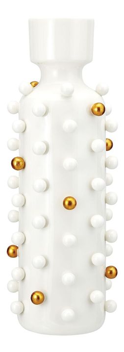 minimalist cream spotty tall vase with gold
