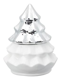 minimalist white and silver xmas tree candle