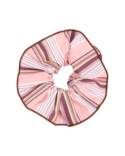 Elowyn Pink & Brown Stripe Scrunchie