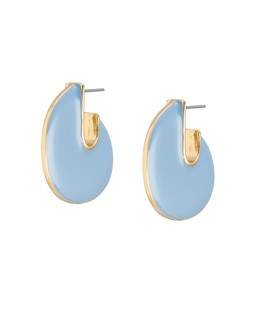 Pauline Blue Enamel Disc Hoop Earrings