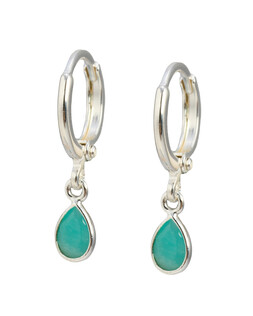 Auden Tiny Teardrop Amazonite & Silver Plated Huggie Earrings £29.5 €38.5