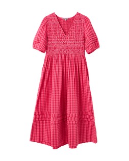 Red & Pink Gingham Shirred Bodice Puff Sleeve Midi Dress £85 €115