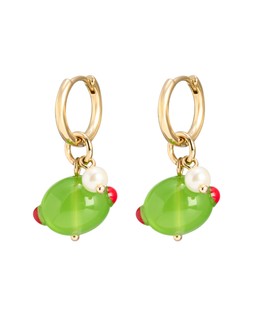 Adelaide Olive & Faux Pearl Charm Drop Hoop Earrings £14.50 €19