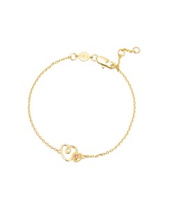 Amia Double Heart Tourmaline Charm Gold Plated Chain Bracelet €55