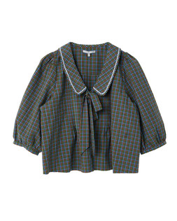 Blue & Green Checked Collar Tie Front Blouse £60.00 €78.00