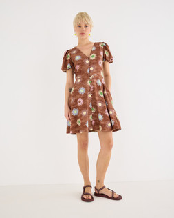 Brown Sun Print V-Neck Mini Dress £78 €102