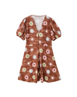 Brown Sun Print V-Neck Mini Dress £78 €102