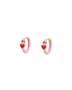 Ciara Pink Mini Heart Enamel Huggie Earrings £14.50