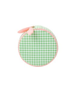 Gingham Green Round Jewellery Box