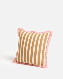 Issey Orange & White Striped Cushion Cover 45x45cm