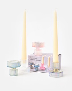 Kyto Lustre Double Sided Glass Candlestick Holders Set of Four £19.50