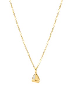 Marina Mother of Pearl Sailboat Charm Gold Plated Pendant Necklace €55