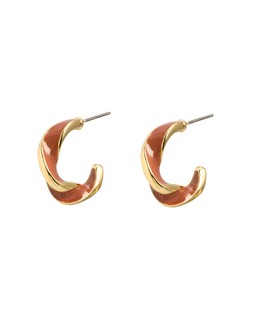 Nala Brown Enamel Twist Hoop Earrings £14.50 €19
