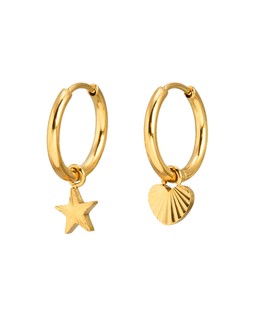 Novie Gold Tone Waterproof Etched Star Hoop Earrings £19.50 €25.50