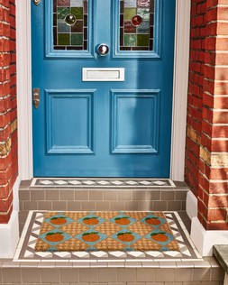 Orange Chequerboard Rectangular Doormat