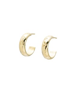 Priya Engraved Heart Gold Plated Hoop Earrings €59