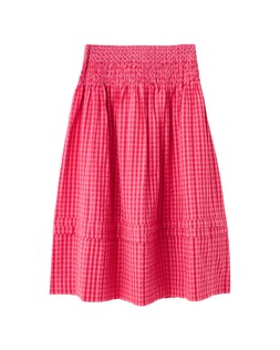 Red & Pink Gingham Shirred Waist Midi Skirt £68