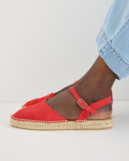 Red Suede Scalloped Edge Espadrille Sandals £75 €98