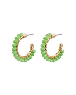 Rhea Green Beaded Gold Hoop Earrings £18