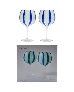 Riera Blue Striped Gin Glasses Set of Two £28