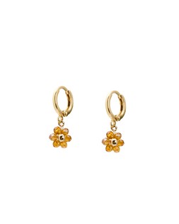 Rosa Brown Breaded Flower Drop Huggie Earrings €16.50