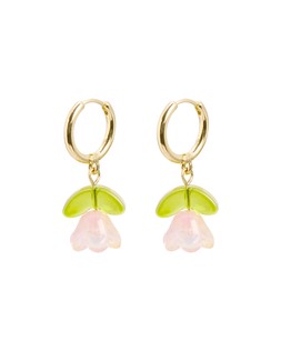 Rue Pink Tulip Flower Drop Hoop Earrings £16.50