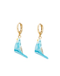 Verity Blue Budgie Charm Drop Huggie Earrings £18 €23.50