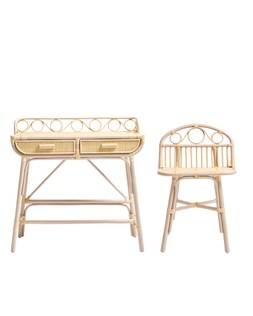 Vero Pink Rattan Dressing Table and Chair £495