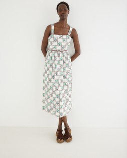 White & Brown Tile Print Strappy Midi Dress £78 €105