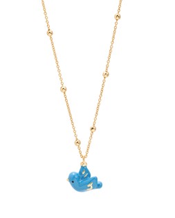 Winslow Blue Enamel Bird Pendant Chain Necklace €29.50