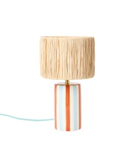 Diego Tall Striped Table Lamp & Raffia Shade