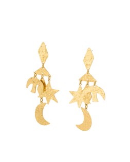 Celia Moon & Star Hammered Gold Tone Statement Earrings £22.5