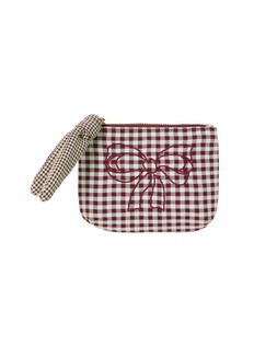 Bree Burgundy & Green Gingham Bow Zipped Pouch £18