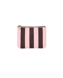 Chocolate Brown & Pink Striped Knitted Zipped Pouch £22