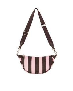 Chocolate Brown & Pink Striped Knitted Belt Bag £56
