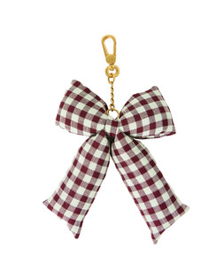 Bree Burgundy & Green Gingham Bow Bag Charm