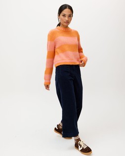 Orange & Pink Striped Crew Neck Knitted Jumper £68