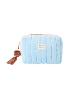 Blue & Brown Quilted Velvet Wash Bag £18.50