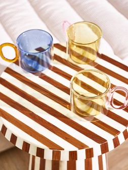 Blue & Orange Colourblock Glass Mugs Set of Two £22.50