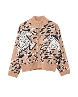 Brown Horse Print Zip Up Knitted Bomber Jacket £78