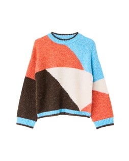 Brown & Orange Geometric Crew Neck Knitted Jumper £65