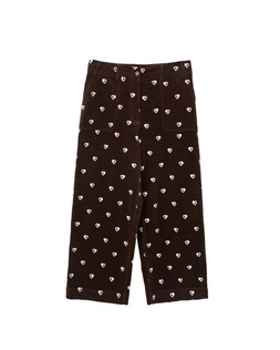 Chocolate Brown Corduroy Heart Embroidered Cropped Wide Leg Trousers £75