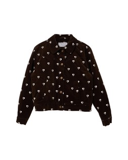 Chocolate Brown Corduroy Heart Embroidered Quilted Jacket £95