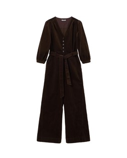Chocolate Brown Corduroy Tie Waist Jumpsuit £95