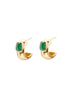 Gloria Gold Plated Green Onyx Chunky Hoop Earrings £50