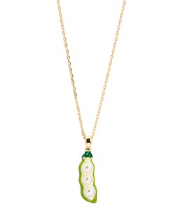 Gold Tone & Green Enamel Petit Pois Charm Pendant Necklace £22.50