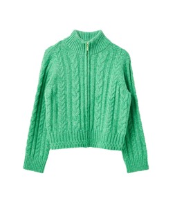 Green Cable Knit Zip Up Knitted Bomber Jacket £72