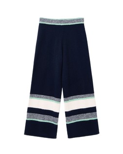 Navy Blue Striped Knitted Trousers £60